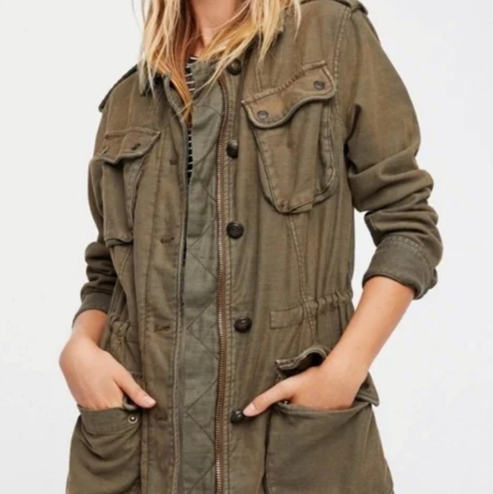 Free People Not Your Brothers Surplus Utility Jacket Women Size Small Green